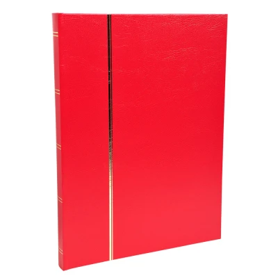 Afbeelding van Exacompta Postzegelalbum 16,5x22,5cm met kunstlederen rode omslag 32 zwarte binnenbladzijden 6 acetaat banden