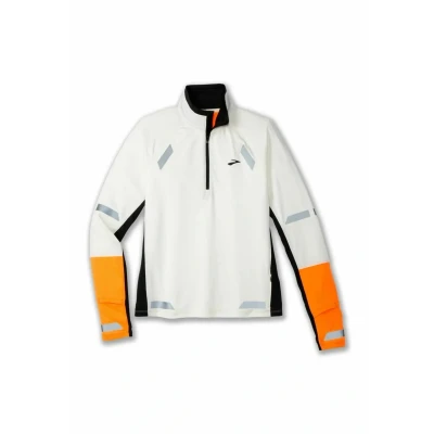 Afbeelding van Brooks RUN Visible 1/2 ZIP 2.0 Longsleeve, Dames, Maat: 38/40, Ecru fluoro flash black