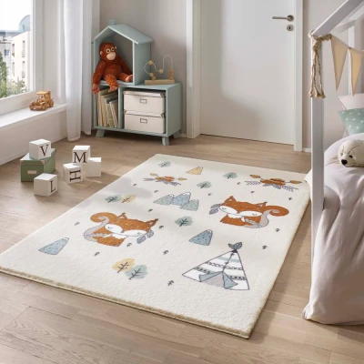 Afbeelding van Zacht Vloerkleed Kinderkamer Eekhoorn Crème/multi 160x230 Cm