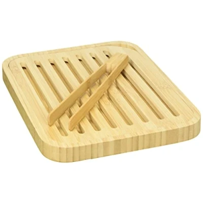 Afbeelding van Broodplank Pebbly Naturel Met Tang 26x20 cm