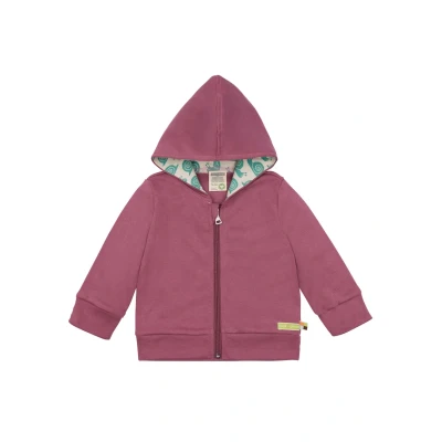 Afbeelding van loud + proud Uniseks babyjas met capuchon, GOTS gecertificeerd sweatjack, grape, 62/68 cm