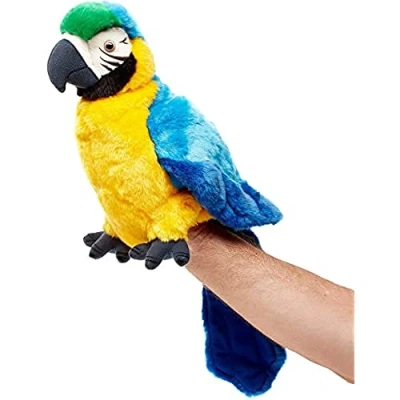 Afbeelding van Uni Toys Handpop papegaai met draaibare kop 26 cm (hoogte) pluche pop, vogel dier, knuffeldier