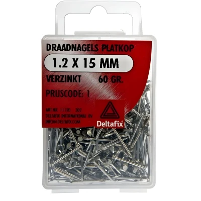 Afbeelding van Deltafix Draadnagels Platkop 1.0x15mm Verzinkt 60 Gr.