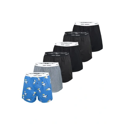Afbeelding van Happy Shorts 6PACK MIX Boxershorts, Heren, Maat: Small, Pelikan solid black