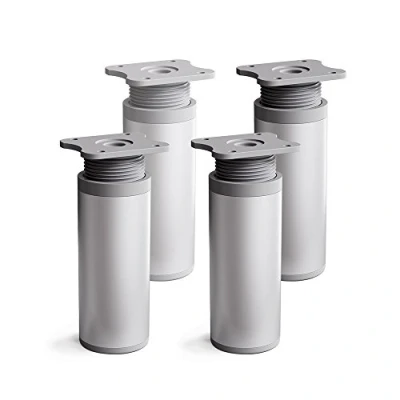 Afbeelding van sossai® design meubelpoten MFR1 set van 4 in hoogte verstelbaar Rond profiel: 40 x mm Kleur: alu Hoogte: 60 (+ 20 mm) Inclusief hoogwaardige houtschroeven