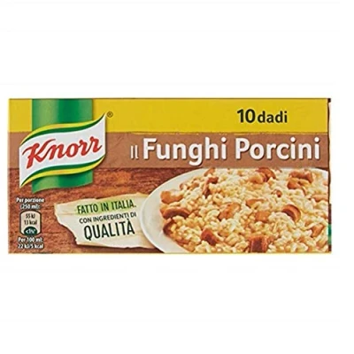 Afbeelding van knorr Dado Funghi porcini brodo stenen paddenstoelen soep kubus bruhe 10 pz