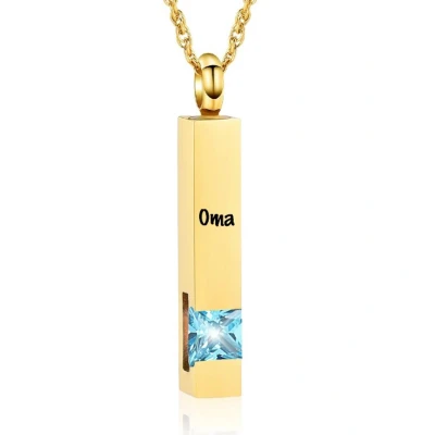 Afbeelding van Luxe Ashanger Met Ketting En Gravering Oma Assieraad Goudkleurig Aqua Steen As Gedenksieraad Urn Incl. vuller