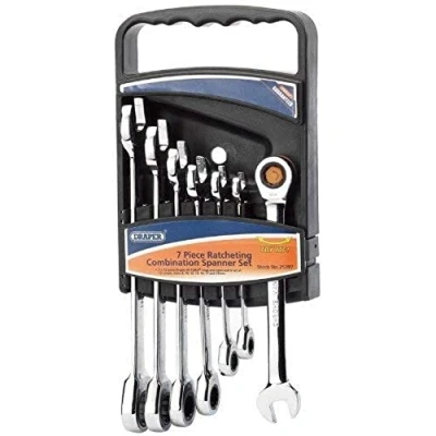 Afbeelding van Draper 25397 Hi Torq Metrische Ratcheting Combinatiesleutel Set, Blauw, 7 Stuks