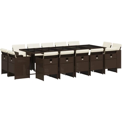 Afbeelding van vidaXL 15 delige Tuinset met kussens poly rattan bruin