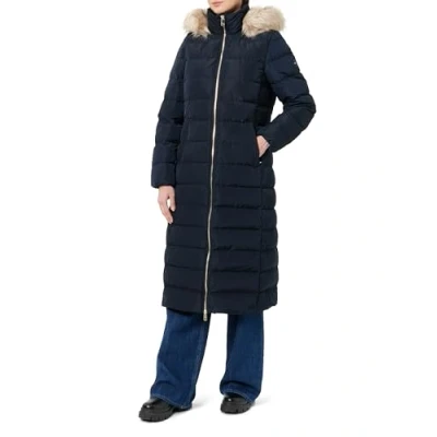 Afbeelding van Tommy Hilfiger Dames HERITAGE DOWN TYRA MAXI MET FUR WW0WW43601 Puffer Coat, Desert Sky, L, Blauw (Woestijnhemel), L