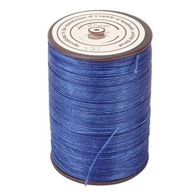 Afbeelding van 0,45 mm leer gewaxte draad polyester voor DIY project halsketting armband handwerk maken 160 m/rol [koningsblauw] naaldinrijger