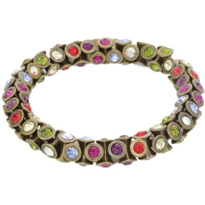 Afbeelding van Behave armband goud kleur met gekleurde steentjes elastische