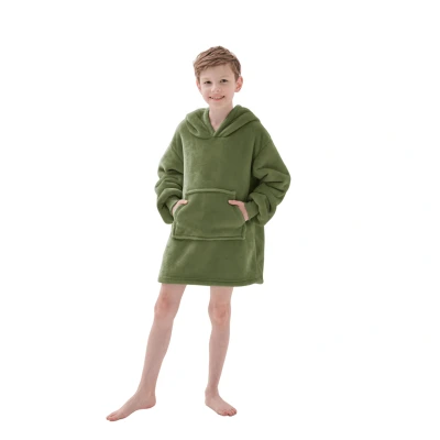 Afbeelding van JUNIOR Oversized Hoodie voor kinderen 50x70 cm &amp; deken in één met capuchon Groen