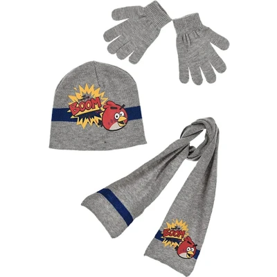 Afbeelding van Angry Birds winterset Handschoenen, sjaal en muts Grijs Muts: 52 cm