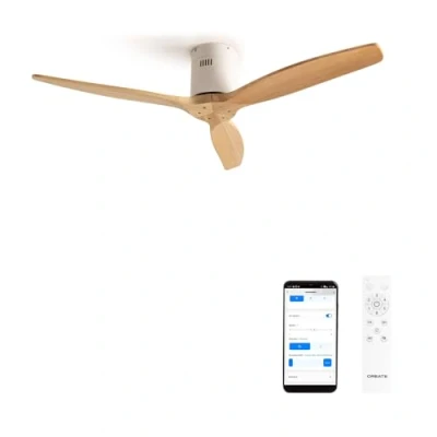 Afbeelding van CREATE Plafondventilator 40W silent Ø132 cm Met Afstandsbediening 6 Snelheden Timer Zomer/Winter functie Wit WIND CALM