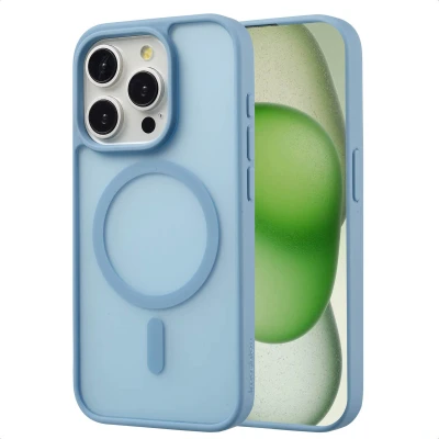 Afbeelding van Apple iPhone 15 Pro MagSafe Hoesje Kunststof imoshion Hardcase/Backcover Lichtblauw Telefoonhoesje