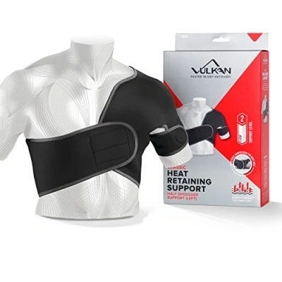 Afbeelding van Vulkan Classic half linker schoudersteun, X Large, schoudersteun voor letsel aan de rotatorenmanchet, AC joint ondersteuning en luxe, schouderriem mannen, tandclip sporters