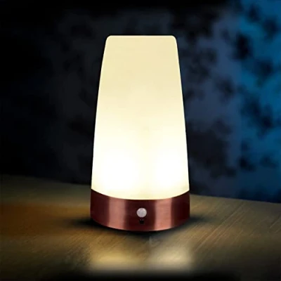 Afbeelding van Auraglow Draadloze PIR Motion Sensor Tafellamp Super Heldere LED Oplaadbare Hal Nachtlampje Rond 1 Pack