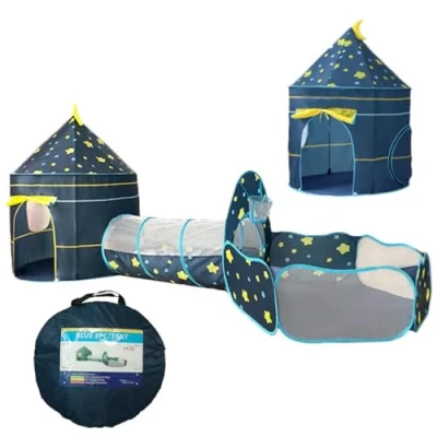 Afbeelding van Benebomo kinderen spelen tent en tunnel, sterren 3 in 1 tent, peuters speelhuis ballenbak, tuin voor jongens meisjes binnen/buiten, met draagtas