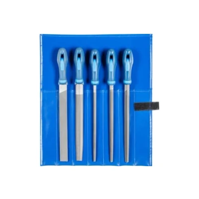 Afbeelding van PFERD Werkplaatsvijlenset in pvc roltas, 5 vijlen, kruiskop H2, 250 mm, 11800542 geschikt voor universeel voorbewerken en afwerken