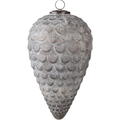 Afbeelding van Clayre &amp; Eef Grijze Kerstbal Ø 15*25 cm 6GL3095