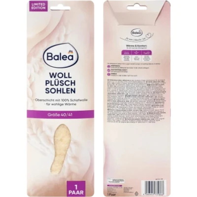 Afbeelding van Balea Wol Pluche Inlegzolen Maat 40/41 Set van 2 Wollen inlegzooltjes 100% Schapenwol Warm en Comfortabel