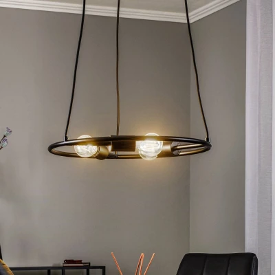 Afbeelding van Lucande hanglamp 3lichts Staal E27 zwart