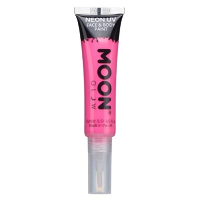 Afbeelding van Moon Glow Neon UV gezichts en lichaamsverf met penseel van 15ml intens roze