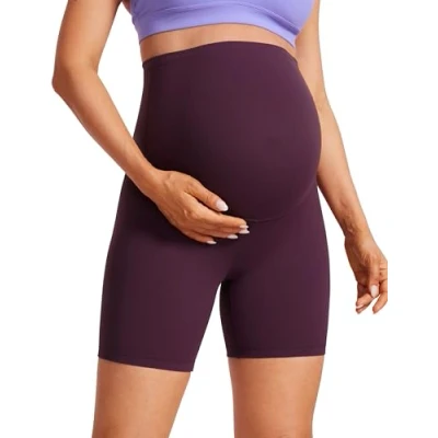 Afbeelding van CRZ Yoga Womens Butterluxe Zwangerschaps Biker Shorts Over De Buik 6&quot;.Zwangerschaps Workout Hardlopen Atletisch Donker paars M
