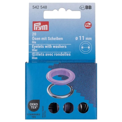 Afbeelding van Oogjes met sluitringen [20 stuks Ø 11 mm] Prym lila/zilver metallic paars Oeko Tex ️ Standard 100
