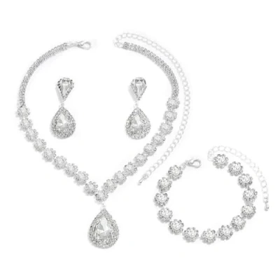 Afbeelding van FDEETY Sieradenset voor dames, modieuze elegante sieraden, bruid, druppel, halsketting, armbanden, strass, oorbellen, set, hanger, sieradenset, geschenk, Stras