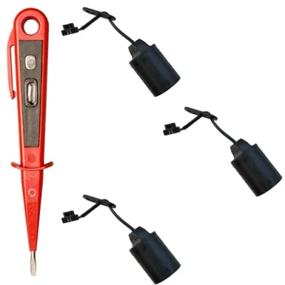 Afbeelding van H+H Werkzeug LF3 + 45300 3 Set E27 1 x VDE spanningstester/fasetest (bouwfitting lampfitting renovatiefitting bouwplaatsfitting), rood/zwart, 20 cm