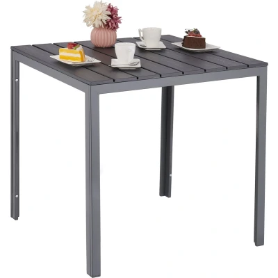 Afbeelding van tuintafel houtlook 74 x 78 cm balkontafel 100 kg staal kunststof