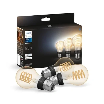 Afbeelding van Philips Hue filament standaardlamp A60 warm tot koelwit licht 3 pack E27