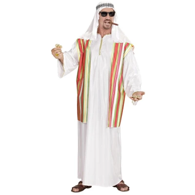 Afbeelding van Widmann 1001 Nacht &amp; Arabisch Midden Oosten Kostuum Sheik Desert Oliesjeik XL Man Rood, Wit / Beige XXL Carnavalskleding Verkleedkleding
