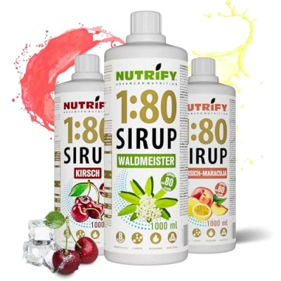 Afbeelding van NUTRIFY Vital Fitness Drink 1:80 siroop 3x 1 L Voordeelset drankconcentraat met vitaminen en carnitine suikervrij geeft 240 liter sportdrank caloriearm 3 pack, zomerverpakking