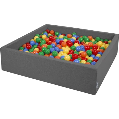 Afbeelding van KiddyMoon Schuim Ballenbak Voor Kinderen Met Ballen Ø 7 Cm Gemaakt In EU, Donkergrijs:Geel Groene Blauw Rood Oranje,120X30cm/600