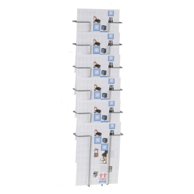 Afbeelding van Folderhouder zilver voor 6 x A4 Wandmontage