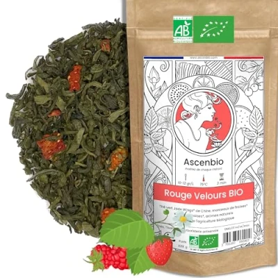 Afbeelding van Ascenbio Groene thee Rood biologisch fluweel 180g los bereid en verpakt in Frankrijk afbreekbare verpakking