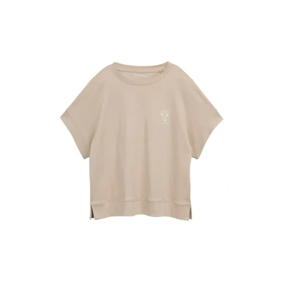 Afbeelding van TOM Tailor Tshirt print, Dames, Maat: XS, Soft taupe grey