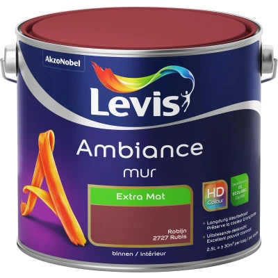 Afbeelding van Levis Muurverf Ambiance Mur Extra Mat 2.5l Robijn
