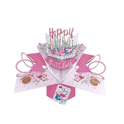 Afbeelding van 3D Pop up wenskaart met envelop Happy Birthday Cake