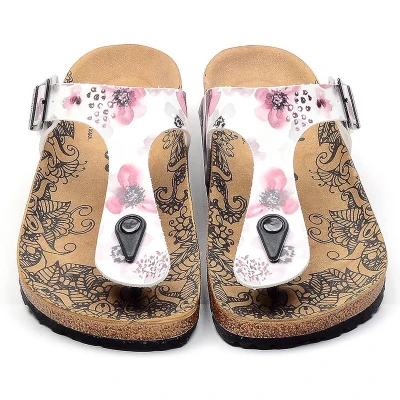 Afbeelding van GOBY Pink Flowers Slippers Sandalen Hoge kwaliteit Handmade Maat 39