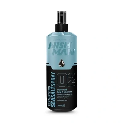 Afbeelding van Nishman Sea Salt Spray 200ML voor Textuur en Volume, Natuurlijk Strandhaar Effect Matte Finish Flexibele Hold Ideaal Elke Haartype (200ML, 02 Kelp &amp; Aloe Vera)