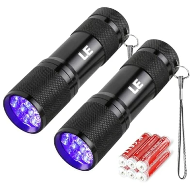 Afbeelding van Lighting EVER Zwart licht zaklamp, kleine UV lampen 395 nm, draagbare ultraviolette lichtdetector voor onzichtbare inktpennen, hond kat huisdier urinevlek, AAA batterijen inbegrepen