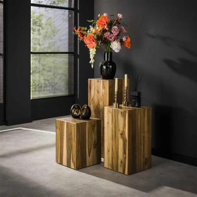Afbeelding van Hoyz Collection Bloemenzuil Bole 65 Cm Massief Gerecycled Teakhout