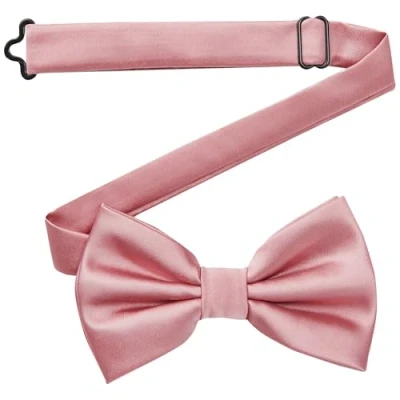 Afbeelding van DonDon vlinderdas heren handgemaakt zijde look 12 x 6 cm Stoffig roze