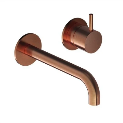 Afbeelding van Hotbath Cobber 2 gats inbouw wastafelkraan 18cm geborsteld koper PVD