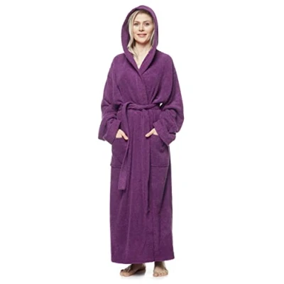 Afbeelding van Arus Pandora Damesbadjas met capuchon, Dames Maat: L lang, Unisex XL Pruim