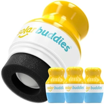 Afbeelding van Triple Pack Of Solar Buddies Refillable Roll On Sponge Applicator for Kids, Adults, Families, Travel Size Holds 100ml Sunscreen, Suncream and Lotions (Triple Blue Set)